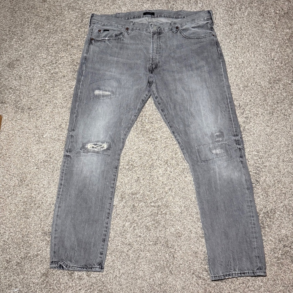 Polo Ralph Lauren Sullivan Slim Jeans Mens 38x30 Grey Distressed Denim Pants